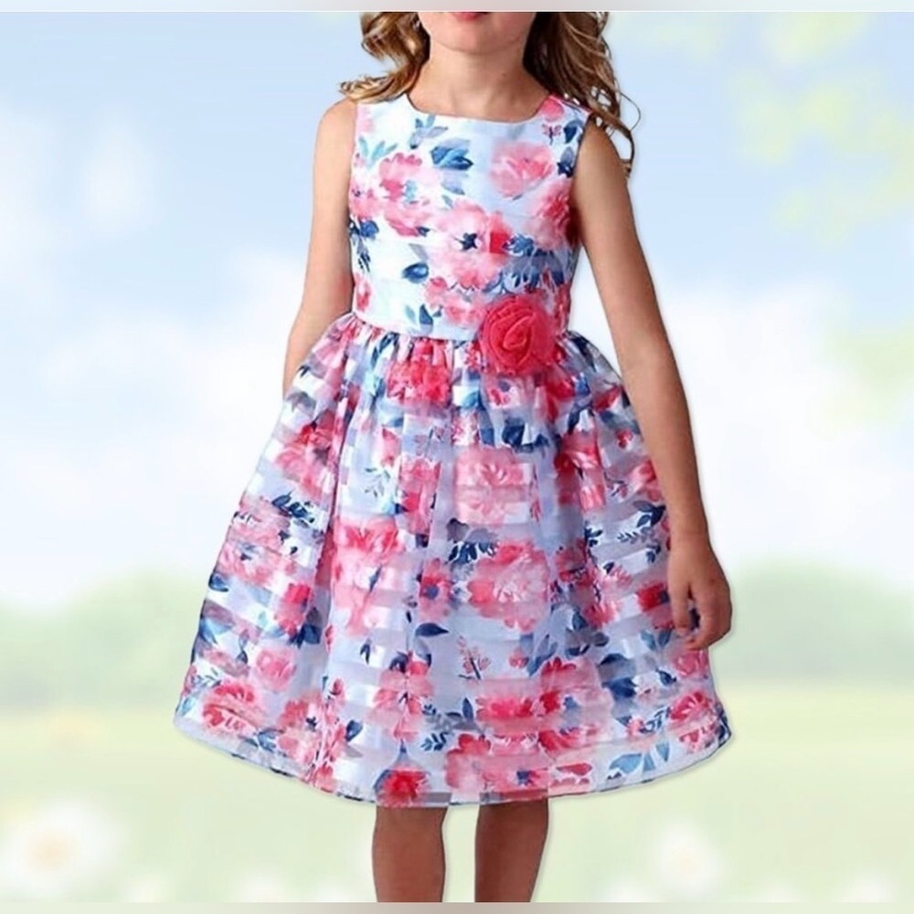 Jona Michelle girls floral print dress size 8 pre loved but like new